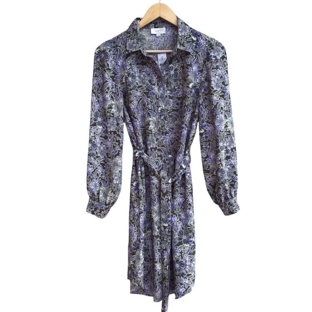 Loft Floral Long Sleeve Shift Dress Women’s Size Small - Picture 1 of 10
